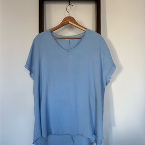 JODIFL Sky Blue V-Neck Blouse, EUC, Plus Size, Women’s 1X